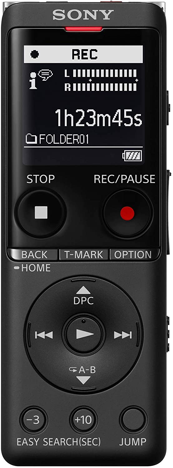 Sony ICD-UX570F Light Weight Voice Recorder, with 20hours battery life, 4GB Built-In memory -Black