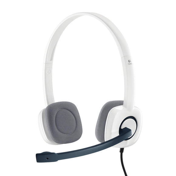 Logitech H150 Wired Stereo Headset with 3.5mm - 2 pin Input and Output Jack Cloud White