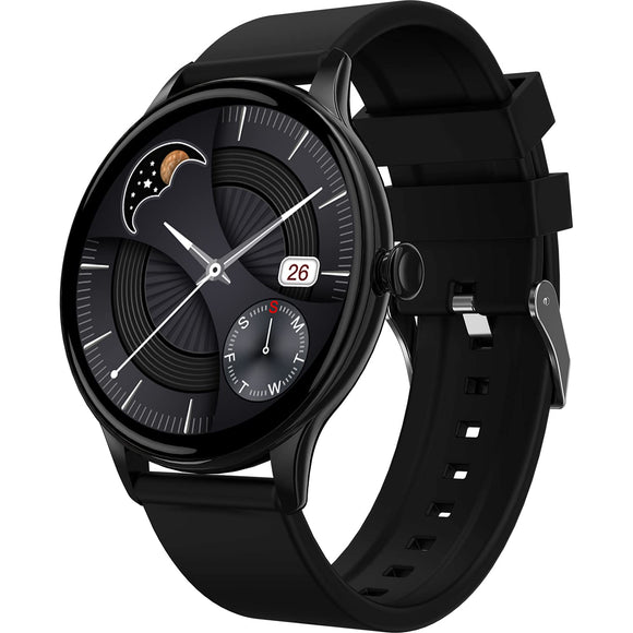 Fire-Boltt Terra BSW019 AMOLED Always ON 390*390 Pixel Full Touch Screen, Spo2 & Heart Rate Monitoring Smartwatch with Custom Widget Shortcuts - Black