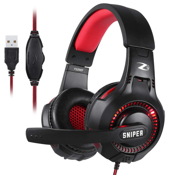 Zoook Sniper Professional Gaming Headset for Xbox One PS4 Headset,LED Light, Over-Ear Gaming Headphones with Soft Memory Earmuffs for PC, Mac, Laptop, Nintendo Switch, Red-Black ZK-Sniper