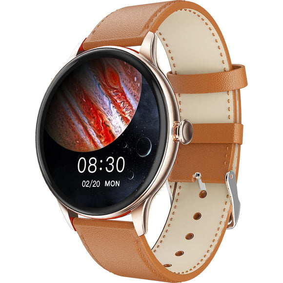 Fire-Boltt Terra BSW019 AMOLED Always ON 390*390 Pixel Full Touch Screen, Spo2 & Heart Rate Monitoring Smartwatch with Custom Widget Shortcuts - Brown, Large