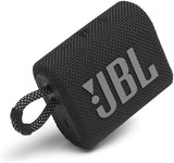 JBL Go 3, Wireless Ultra Portable Bluetooth Speaker, JBL Pro Sound, Vibrant Colors with Rugged Fabric Design, Waterproof, Type C Without Mic, Black