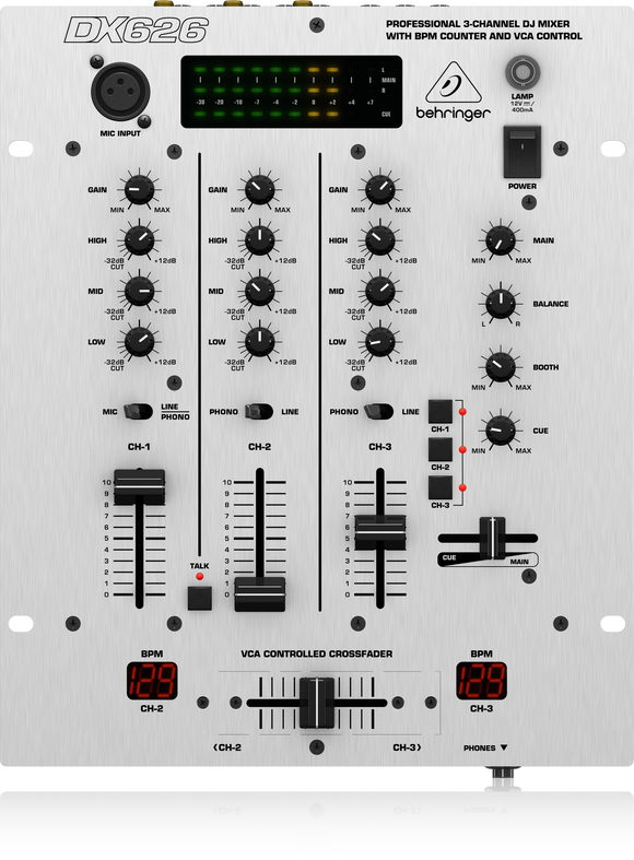 Behringer PRO MIXER DX626 Professional 3-Channel DJ Mixer with BPM Counter and VCA Control