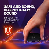 JBL Wave100 with 20 Hours Playback, Dual Sound Modes, Dual Connect and VA Support Bluetooth Headset  Blue, True Wireless Black