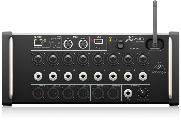 Behringer X AIR XR16 16-Input Digital Mixer for iPad/Android Tablets with 8 ProgrammableMIDAS Preamps, 8 Line Inputs, Integrated Wifi Module and USB StereoRecorder