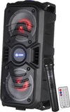 Zoook Rocker Thunder Plus 40 watts Karaoke Bluetooth Party Speaker with Wireless Mic TWS 6.5 inch Dual Driver USB and TF LED lights 4000 Mah Battery FM Echo Control Top Control Panel - Black