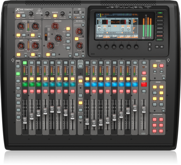Behringer DIGITAL MIXER X32 COMPACT  Compact 40-Input, 25-Bus Digital Mixing Console with 16 Programmable MIDAS Preamps, 17 Motorized Faders, Channel LCD's, FireWire/USB Audio Interface and iPad/iPhone* Remote Control